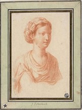 Bust of Woman with Turban, n.d., Attributed to François Le Moyne, French, 1688-1737, France, Red