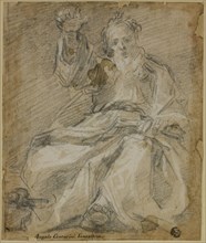 Seated Bearded Figure (Prophet?), c. 1591, Attributed to Ferraù Fenzoni, Italian, 1562-1645, Italy,
