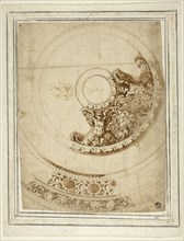 Design for a Platter or Basin, n.d., Italian, Late 16th Century, Italy, Pen and brown ink with