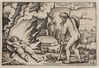 The Death of Hercules, from The Labors of Hercules, 1548, Sebald Beham, German, 1500-1550, Germany,