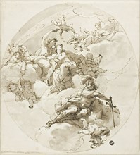Ceiling with Bacchus, Ariadne, Diana and Minerva, 1795/1800, Attributed to Filippo Pedrini
