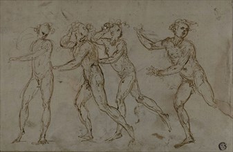 Four Running Male Nudes (recto), Holy Family with the Infant John the Baptist (verso), n.d.,