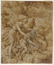 Tobias and the Angel Raphael, c. 1605, Jacopo Ligozzi, Italian, 1547-1627, Italy, Pen and brown ink