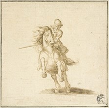Soldier on Galloping Horse, n.d., After Stefano della Bella, Italian, 1610–64, Italy, Pen and brown