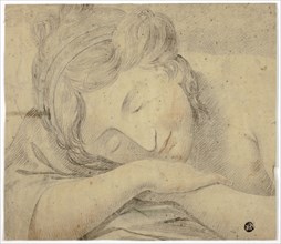 Sleeping Woman With Head on Arms, n.d., Unknown artist, possibly German, 18th century, Germany,