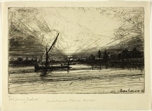 Sunset on the Thames, c. 1865, Francis Seymour Haden, English, 1818-1910, England, Etching and