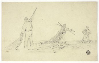 Men Carrying Nets, n.d., Attributed to John Skinner Prout, English, 1806-1876, England, Graphite on