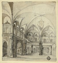Fantastic Interior, n.d., Unknown artist, possibly 19th century, Unknown Place, Graphite, with