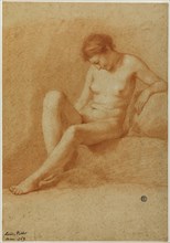 Seated Female Nude, 1769, Antonio Pichler, Italian, 1697-1779, Italy, Red chalk, with stumping, on