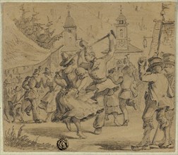Women and Soldiers Dancing in Village Square, n.d., Unknown artist, possibly German, 19th century,
