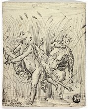 Pan and Syrinx, n.d., Unknown Artist, Southern German, late 16th century, Germany, Pen and black