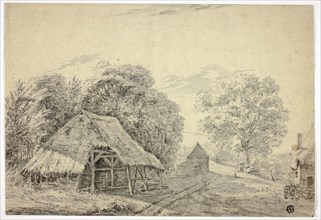 Thatched Shed on Farm, n.d., Unknown artist, possibly 19th century, Unknown Place, Charcoal, with