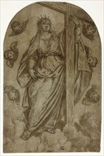 Saint Helena and the True Cross, 1580/90, Italian, Late 16th Century, Italy, Pen and brown ink with