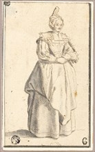 Woman in Full Dress, 1630/39, possibly after Wenceslaus Hollar, Czech, 1607-1677, Bohemia, Pen and