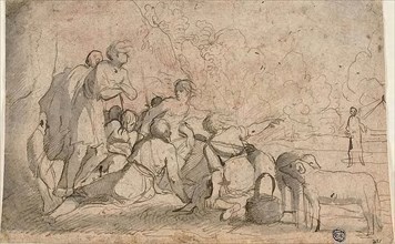 Group of Shepherds and a Ram, n.d., Follower of Pietro Testa, Italian, 1611/12-1650, Italy, Pen and