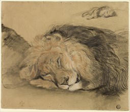 Lion’s Head and Sketch of a Lion, n.d., Attributed to Edmé Saint-Marcel (French, 1819-1890), or