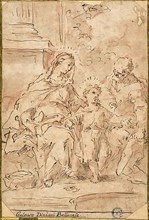 Holy Family, n.d., Gaspare Diziani, Italian, 1689-1767, Italy, Pen and brown ink, with brush and