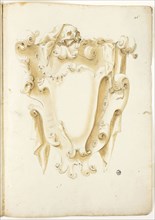 Design for Escutcheon, with Skulls, n.d., Unknown Artist, possibly Italian, Italy, Black chalk and