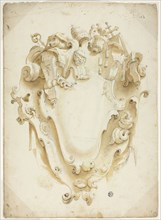 Design for Ecclesiastical Escutcheon, n.d., Unknown Artist, possibly Italian, Italy, Black chalk