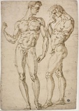 Two Standing Male Nudes, 1548/50, School of Baccio Bandinelli, Italian, 1493-1560, Italy, Pen and