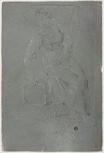 Seated Woman, n.d., Pierre-Jacques Volaire, French, 1729-1799, France, Black and white chalk, on