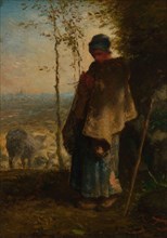 The Little Shepherdess, 1868/72, Jean-François Millet, French, 1814-1875, France, Oil on panel, 35