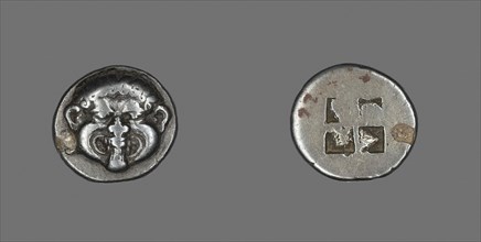 Drachm (Coin) Depicting a Gorgon, early 5th century BC, Greek, Greece, Silver, Diam. 1.7 cm, 3.80 g