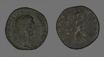Sestertius (Coin) Portraying Emperor Trajan, Roman Period, AD 98/117, Roman, Roman Empire, Bronze,