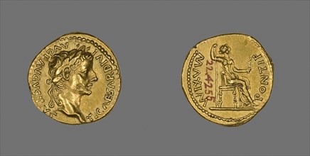 Aureus (Coin) Portraying Emperor Tiberius, AD 26/37, Roman, Roman Empire, Gold, Diam. 1.9 cm, 7.86