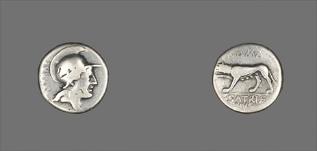 Coin Depicting the Goddess Roma, 77 BC, Roman, Italy, Silver, Diam. 1.7 cm, 3.78 g