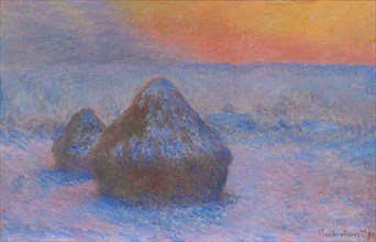 Stacks of Wheat (Sunset, Snow Effect), 1890/91, Claude Monet, French, 1840-1926, France, Oil on