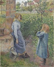 Woman and Child at the Well, 1882, Camille Pissarro, French, 1830-1903, France, Oil on canvas, 81.5