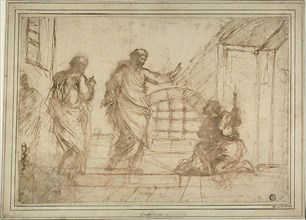 Saint Paul and the Jailer, n.d., Unknown Artist, Italian, 17th century, Italy, Pen and brown ink,