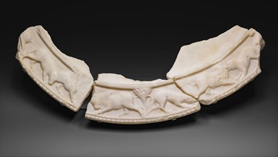 Table Rim Fragments, 4th century AD, Late Roman or early Byzantine, Istanbul, Marble, a: 6.4 × 28.5