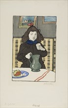 Little Girl with Pot, 1890, Louis Auguste Lepère, French, 1849-1918, France, Woodcut in eighteen
