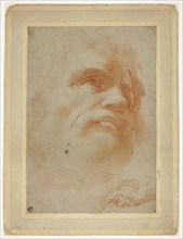 Male Head and Sketch of Right Hand Holding Stylus, 1520/24, After Antonio Allegri, called