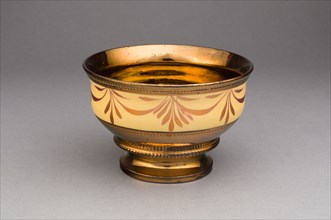 Bowl, c. 1830, England, Staffordshire, Staffordshire, Earthenware with copper lustre decoration and