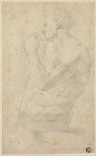 Academic Male Nude, c. 1570, Circle of Agnolo Bronzino, Italian, 1503-1572, Italy, Black chalk on