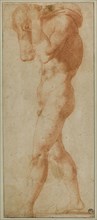 Male Nude Walking to Left, Carrying Burden on His Shoulders, n.d., Possibly after Rosso Fiorentino,