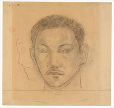 Head of a Tahitian with Profile of Second Head to His Right, 1891/93, Paul Gauguin, French,