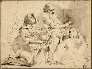 Study for Jacob Blessing the Sons of Joseph (recto), Sketches: Saint Christopher, Two Figures in