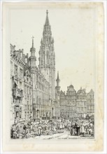 Hotel de Ville, Brussells, 1833, Samuel Prout (English, 1783-1852), probably printed by Charles