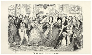 February, First Rout from George Cruikshank’s Steel Etchings to The Comic Almanacks: 1835-1853,