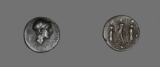Denarius (Coin) Depicting Scipio Africanus, 112/111 B.C., Roman, Roman Empire, Silver, Diam. 1.9
