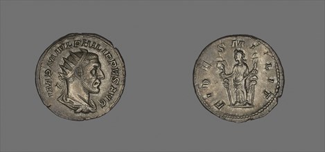 Denarius (Coin) Portraying King Philip II, AD 244/247, Roman, Rome, Silver, Diam. 2.2 cm, 3.77 g
