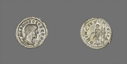 Denarius (Coin) Portraying the Emperor Maximus, AD late 235/early 236, Roman, Rome, Silver, Diam. 2