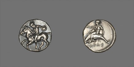 Stater (Coin) Depicting a Horseman, about 380/345 BC, Greek, minted in Taras (modern Taranto),