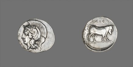 Didrachm (Coin) Depicting the Goddess Athena, 400/335 BC, Greek, Hyria, Silver, Diam. 2.2 cm, 7.54
