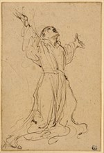 Study for Saint Francis Receiving the Stigmata, 1632/34, Guercino, Italian, 1591-1666, Italy, Pen