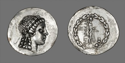 Tetradrachm (Coin) Depicting the God Apollo Gryneios, 189 BC or later, Greek, minted in Myrina,